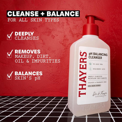 Ph Balancing Daily Cleanser, Face Wash with Aloe Vera, Gentle and Hydrating Skin Care for Dry, Oily, or Acne Prone Skin, 8 FL Oz.