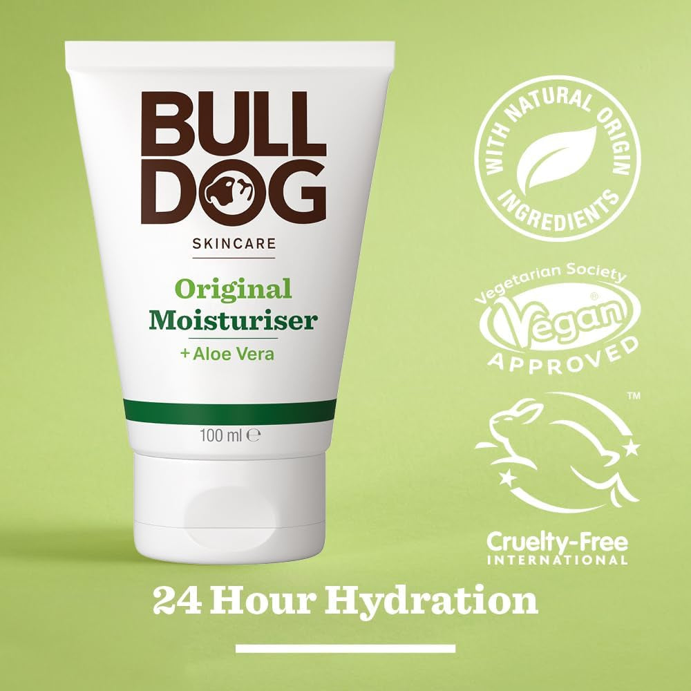 Skincare for Men Original Moisturiser, All Day Hydration, with Aloe Vera, Camelina Oil and Green Tea, 100Ml