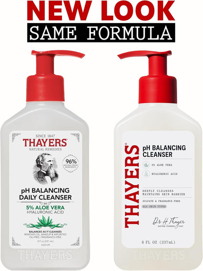Ph Balancing Daily Cleanser, Face Wash with Aloe Vera, Gentle and Hydrating Skin Care for Dry, Oily, or Acne Prone Skin, 8 FL Oz.